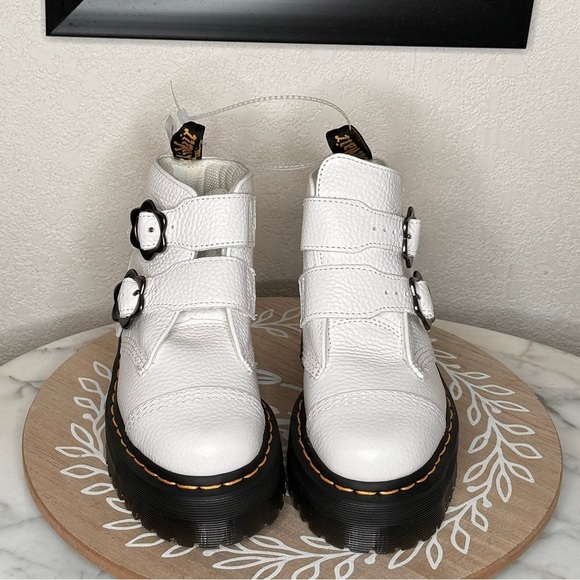 Dr. Martens White Ankle Boots with Black Soles - Picture 6 of 7